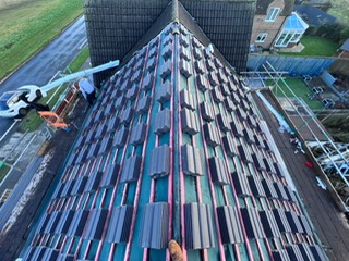 Aerial view tiling in progress